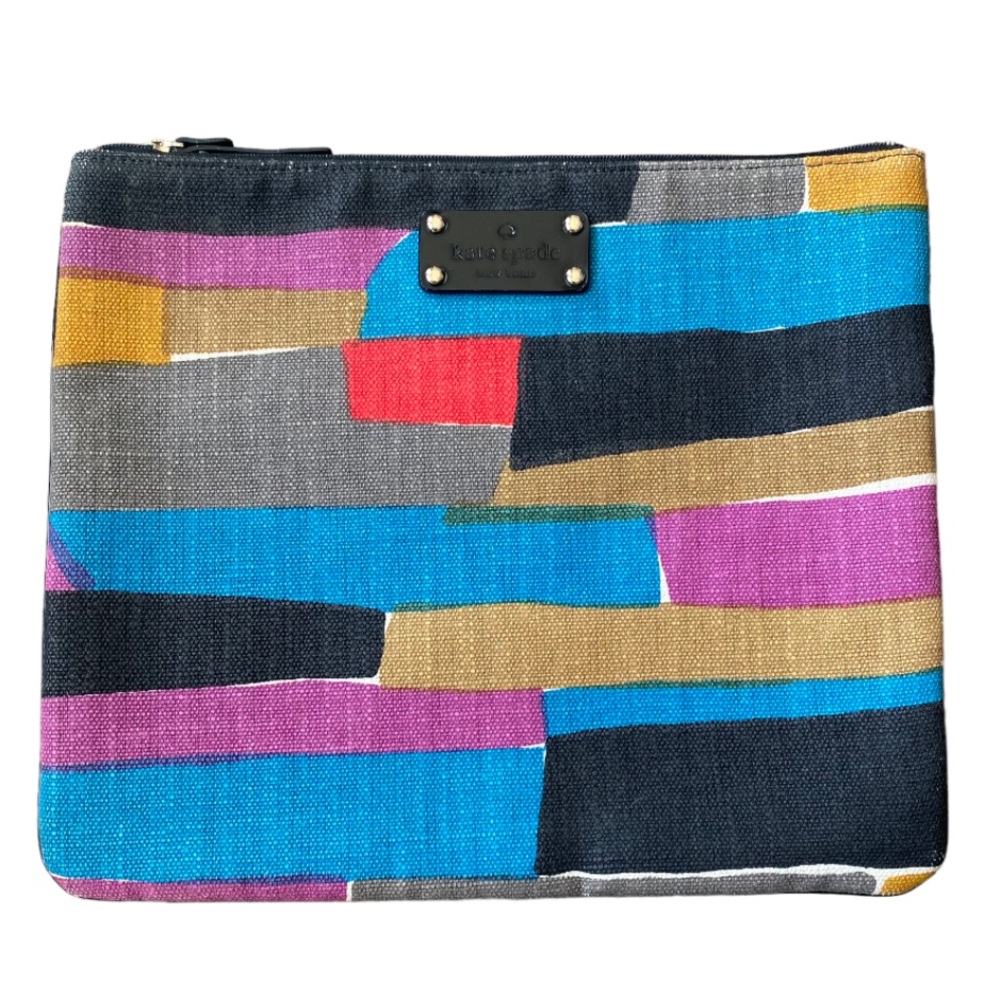 KATE SPADE New York Adrianne Gallery Row Canvas Clutch Multicolor 9.25” x 11”